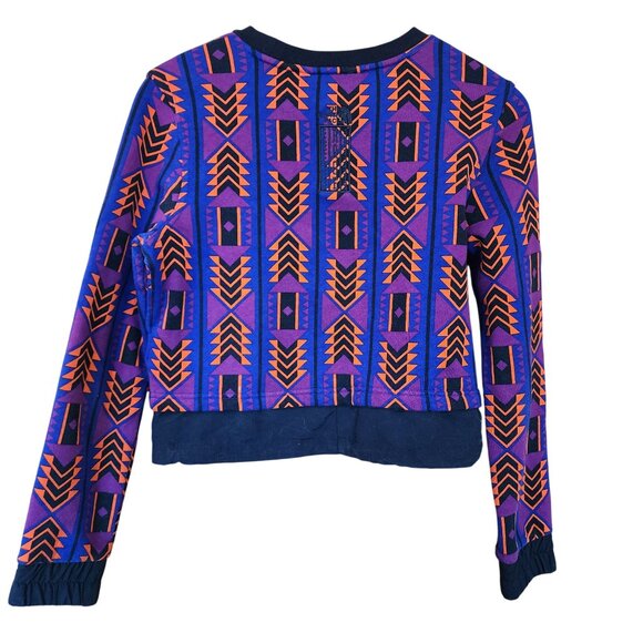 The North Face Womens XS Aztec Print Sweat Shirt Purple/Orange Cotton Blend - Picture 2 of 4